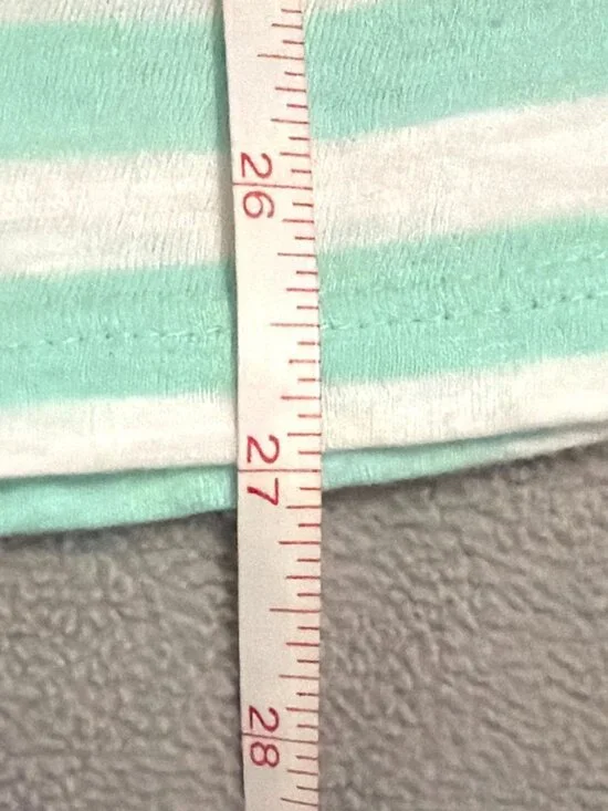 Mint Green & White Striped Short Sleeve Womens Top Size XL - Picture 4 of 4